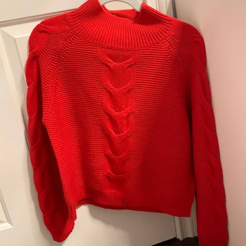 Red turtle neck sweater